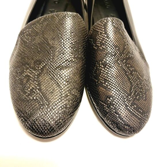 Ecco Touch Ballerina 2 Snake Embossed Ballet Flats Black Leather SlipOn 6.5 NWOB - Picture 6 of 13